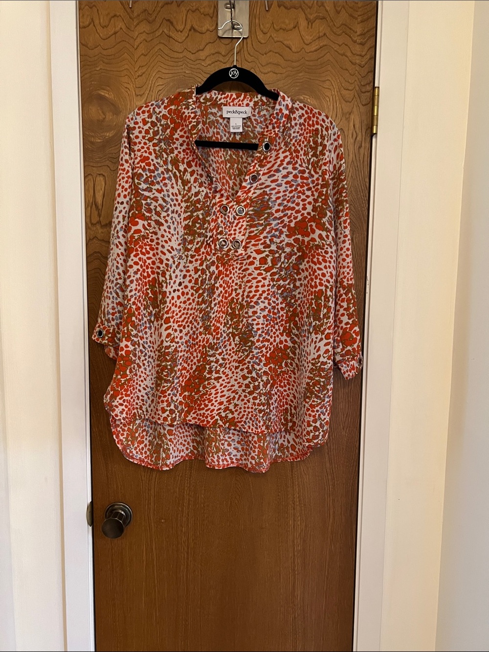 Peck & Peck Orange and White Printed Tunic Blouse